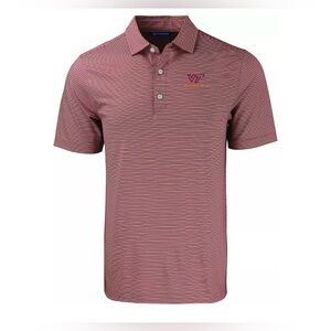Men's Cutter & Buck  Virginia Tech Hokies Forge Stripe Stretch Polo Shirt S New